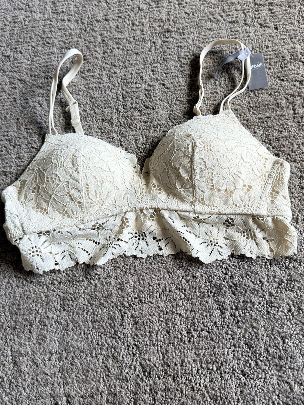 aerie Cream Lace Longline Bralette